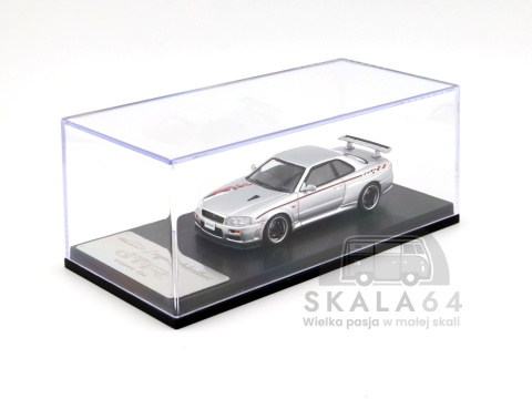 Model samochodu Nissan Skyline GT-R R34 V-Spec Nismo Livery Silver w skali 1:64 - gablotka