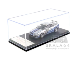 My Model Collect Nissan Skyline GT-R R34 V-Spec Silver Blue 1:64
