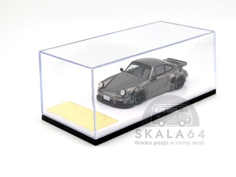 Model samochodu Porsche 911 RWB 930 RAUH-Welt Akira Nakai Chrome Gray w skali 1:64 - gablotka