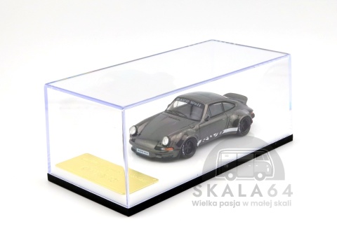Model samochodu Porsche 911 RWB 930 RAUH-Welt Akira Nakai Chrome Gunmetal Black w skali 1:64 - gablotka