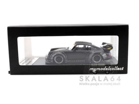 Model samochodu Porsche 911 RWB 930 RAUH-Welt Akira Nakai Matte Black w skali 1:64 - pudełko