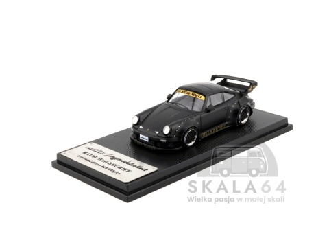 Model samochodu Porsche 911 RWB 930 RAUH-Welt Akira Nakai Matte Black w skali 1:64 - przód