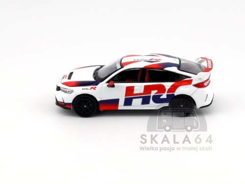 Model samochodu Honda Civic Type R FL5 HRC White Red Blue w skali 1:64 - bok