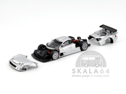Model samochodu Mercedes-Benz CLK-GTR Silver w skali 1:64 - elementy