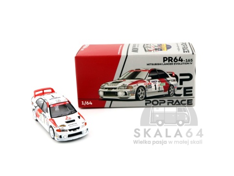 Model samochodu Mitsubishi Lancer Evolution EVO IV 1997 Catalunya Rally Winner w skali 1:64 - pudełko