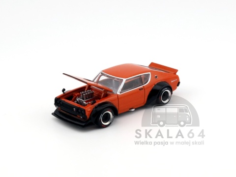 Model samochodu Nissan Skyline GT-R V8 Drift Kenmeri Orange w skali 1:64 - maska