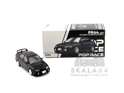 Model samochodu Mitsubishi Lancer Evolution EVO IV Pyrenees Black Pearl w skali 1:64 - pudełko