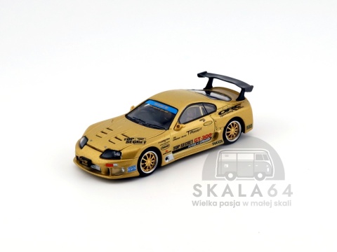 Model samochodu Toyota Supra A80 Top Secret GT300 Gold w skali 1:64 - przód