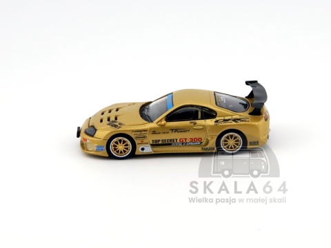 Model samochodu Toyota Supra A80 Top Secret GT300 Gold w skali 1:64 - bok