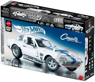 HOT WHEELS Brick Shop Elite Series Corvette Grand Sport 1:16 918 elementów + model w skali 1:64
