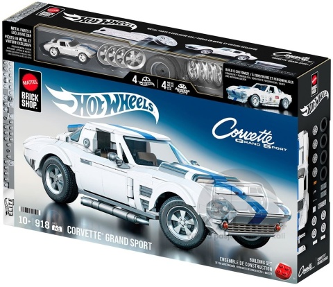 HOT WHEELS Brick Shop Elite Series Corvette Grand Sport 1:16 918 elementów + model w skali 1:64