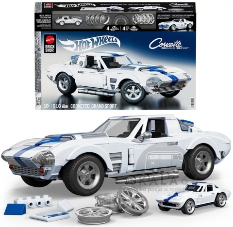 HOT WHEELS Brick Shop Elite Series Corvette Grand Sport 1:16 918 elementów + model w skali 1:64