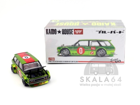 Model samochodu Datsun 510 Wagon OG Flow Yellow w skali 1:64 - pudełko