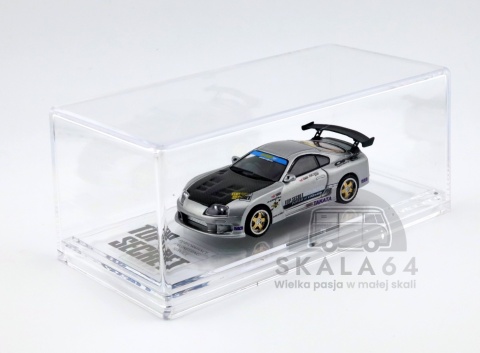 Model samochodu Toyota Supra A80 GT-300 Top Secret Silver Manila International Auto Show w skali 1:64 - gablotka