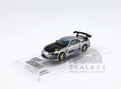 Model samochodu Toyota Supra A80 GT-300 Top Secret Silver Manila International Auto Show w skali 1:64 - przód