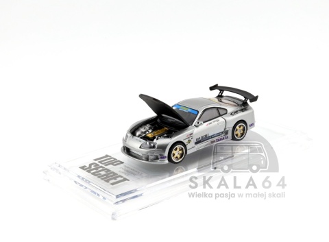 Model samochodu Toyota Supra A80 GT-300 Top Secret Silver Manila International Auto Show w skali 1:64 - maska