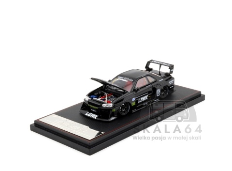 Model samochodu Nissan Skyline R34 LBWK-ER34 Liberty Walk Black w skali 1:64 - maska