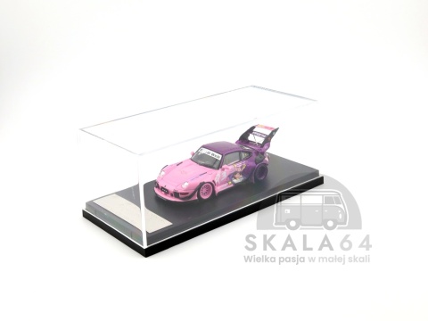 Model samochodu Porsche 911 RWB 993 Dragon Ball Z Majin Buu Pink Purple w skali 1:64 - gablotka