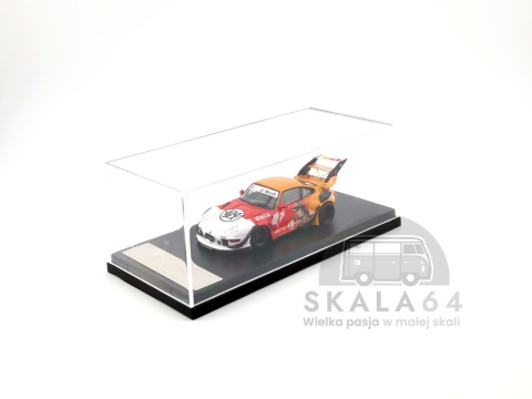 Model samochodu Porsche 911 RWB 993 Dragon Ball Z Son Goku White Red Orange w skali 1:64 - gablotka