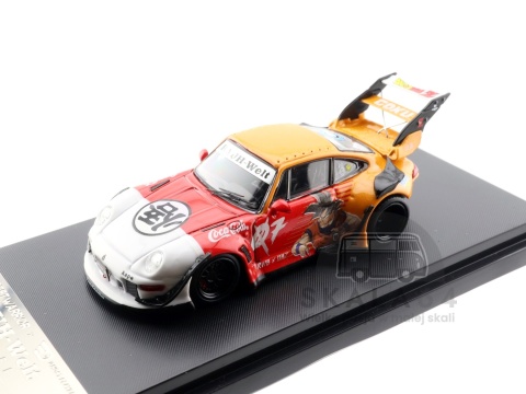 Model samochodu Porsche 911 RWB 993 Dragon Ball Z Son Goku White Red Orange w skali 1:64 - zoom