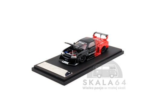 Model samochodu Nissan Skyline R34 LBWK-ER34 Liberty Walk ADVAN w skali 1:64 - maska