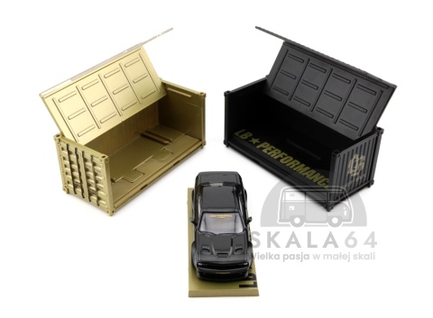 Model samochodu LB-Works Dodge Challenger SRT Hellcat Black Metallic w skali 1:64 - kontenery