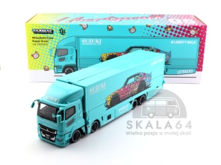 TARMAC WORKS Mitsubishi Fuso Super Great LB-Trucks Blue Liberty Walk 1:64