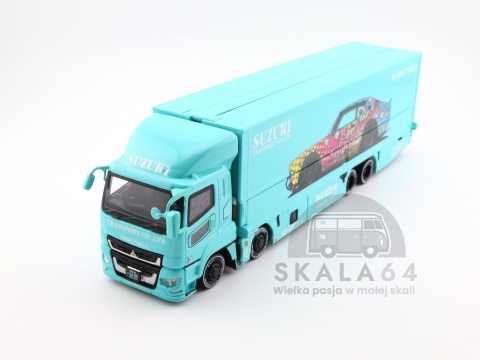 Model samochodu Mitsubishi Fuso Super Great LB-Trucks Blue Liberty Walk w skali 1:64 - przód