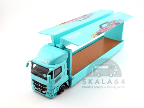 Model samochodu Mitsubishi Fuso Super Great LB-Trucks Blue Liberty Walk w skali 1:64 - skrzydła