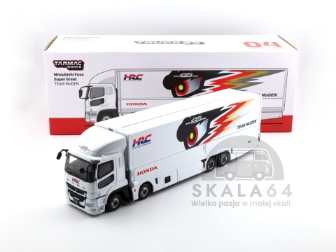 Model samochodu Mitsubishi Fuso Super Great Team Mugen Honda Racing w skali 1:64 - pudełko