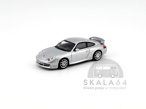 Model samochodu Porsche 911 GT3 996 Silver w skali 1:64 - przód
