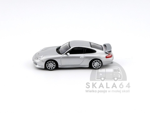 Model samochodu Porsche 911 GT3 996 Silver w skali 1:64 - bok