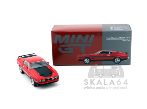 Model samochodu 1971 Ford Mustang Mach 1 Race Red w skali 1:64 - pudełko