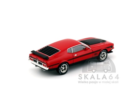 Model samochodu 1971 Ford Mustang Mach 1 Race Red w skali 1:64 - tył