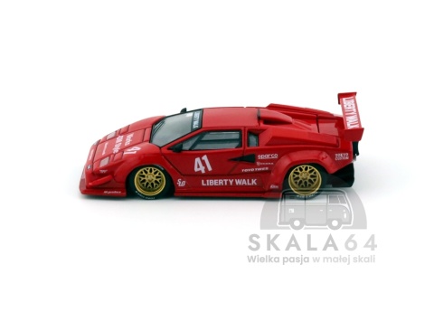 Model samochodu Lamborghini Countach LB-WORKS Liberty Walk Red w skali 1:64 - bok