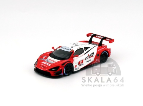 Model samochodu McLaren 720S GT3 EVO 2024 IMSA Laguna Seca Pfaff Motorsports w skali 1:64 - przód