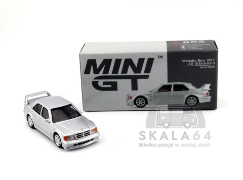Model samochodu Mercedes-Benz 190 E 2.5-16 Evolution II Astral Silver w skali 1:64 - pudełko