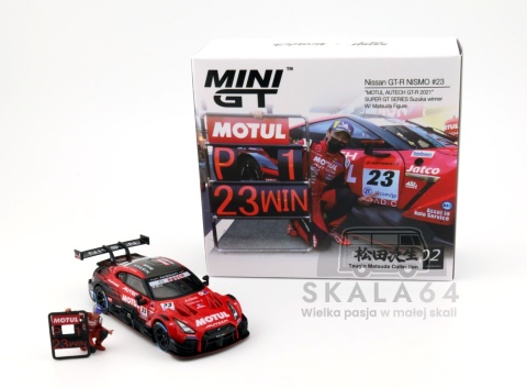 MINI GT Nissan GT-R Nismo #23 Motul Autech GT-R 2021 & Tsugio Matsuda Figure LHD MGT00875 MiniGT