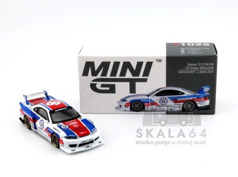 Model samochodu Nissan LB-Super Silhouette S15 Silvia Garasdrift x LBWK 2025 w skali 1:64 - pudełko