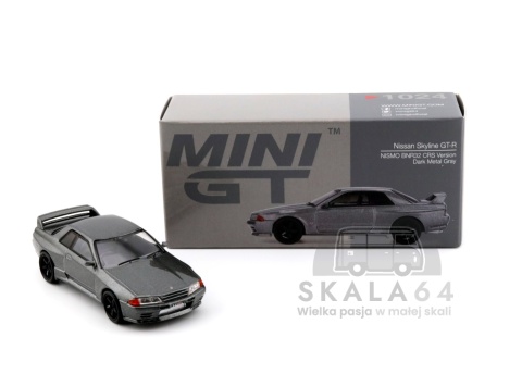 Model samochodu Nissan Skyline GT-R R32 NISMO BNR32 CRS Version Dark Metal Gray w skali 1:64 - pudełko
