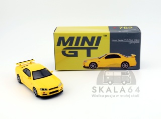 MINI GT Nissan Skyline GT-R R34 V-Spec Lightning Yellow RHD MGT00762-R MiniGT
