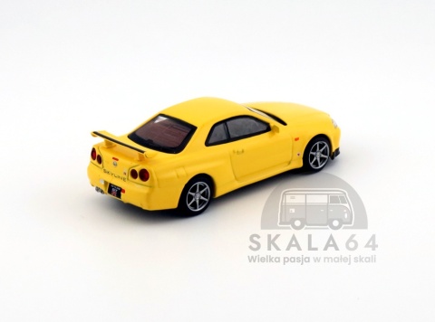 Model samochodu Nissan Skyline GT-R R34 V-Spec Lightning Yellow w skali 1:64 - tył
