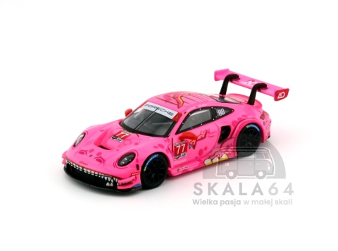 Model samochodu Porsche 911 GT3 R #77 2024 IMSA Road America AO Racing Roxy w skali 1:64 - przód