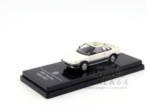 Model samochodu Toyota MR2 MK1 White & Silver w skali 1:64 - przód