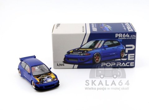 Model samochodu Honda Pandem Civic EG6 Metallic Blue w skali 1:64 - pudełko