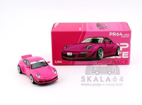 Model samochodu Porsche 911 RWB 997 Pink w skali 1:64 - pudełko
