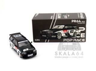 POP RACE PR64-211 Nissan Stagea R34 Simon's Garage #62 Black PR64-0211 1:64