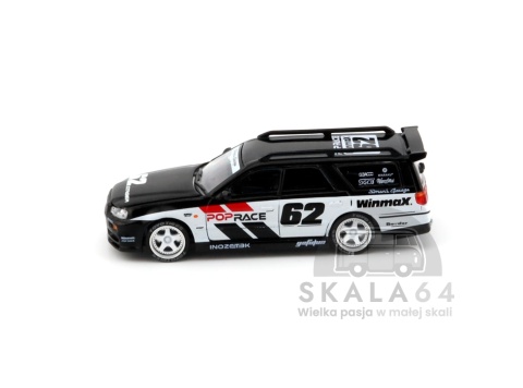 Model samochodu Nissan Stagea R34 Simon's Garage #62 Black w skali 1:64 - bok
