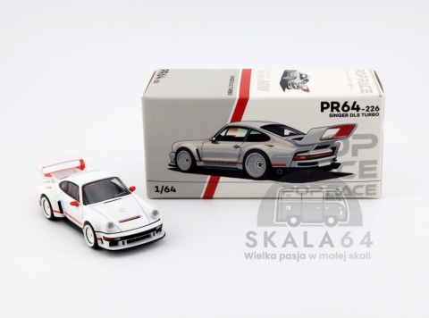 Model samochodu Porsche Singer DLS Turbo White Red w skali 1:64 - pudełko