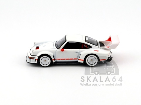 Model samochodu Porsche Singer DLS Turbo White Red w skali 1:64 - bok